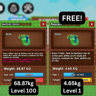 HUGE NIGHTMARE PEACOCK [68.87kg | 15s CD Guaranteed if it's level 125] (Huge, Titanic, Godly, Colossal) SALE/DISCOUNT