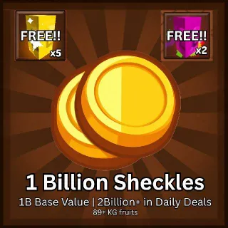 1 Billion Sheckles + FREE x5 Gold Seed & x2 Rainbow Seed | Grow a Garden 2