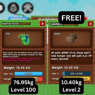 CHEAP TITANIC NIGHTMARE PEACOCK [76.95kg] + FREE GODLY Capybara (Huge, Titanic, Godly, Colossal) SALE/DISCOUNT