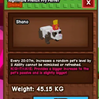 Semi-huge Nightmare French Fry Ferret [45.15kg - 20m] + FREE Huge Monkey