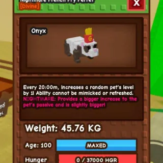 Semi-Huge Nightmare French Fry Ferret [45.76kg - 20m] Max Lvl