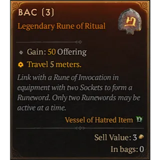 DIABLO IV BAC RUNE X3