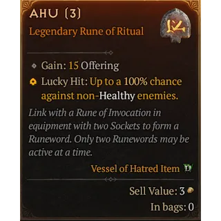 Diablo IV AHU RUNE X3
