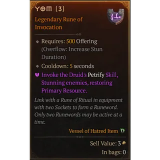 DIABLO IV YOM RUNE X3