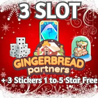 3 Slot Gingerbread Partnerts + 3 Sticker 1 to 5 Star Free