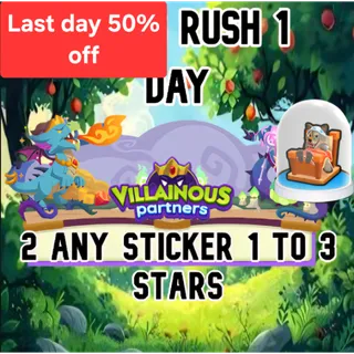 1 Slot VILLAINOUS partners Event RUSH IN 1 DAY