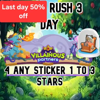 3 Slot VILLAINOUS partners Event RUSH IN 1 DAY