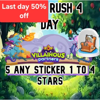 4 Slot VILLAINOUS partners Event RUSH IN 1 DAY