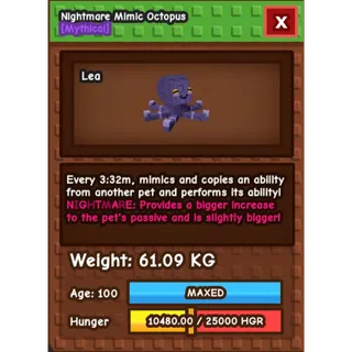 Huge Nightmare Mimic | Age 100 | 61Kg