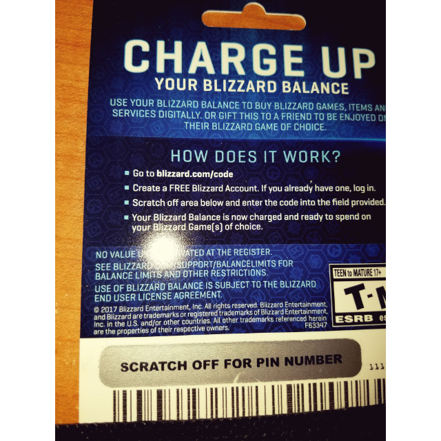 Blizzard gift card hot sale code