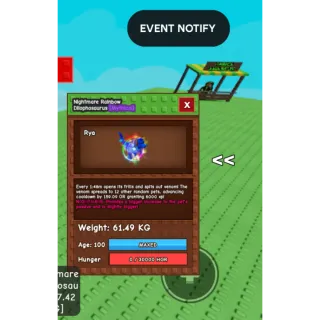 Rainbow hatch dilphosaurus 61.49kg