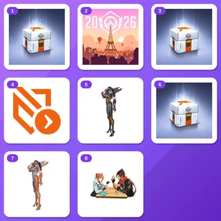 Overwatch Twitch Drops (8 Items) — Esports Lootbox MSC Day4C + OWCS Paris 2026 Sunset IC +6 more