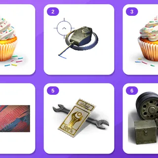 World of Tanks Twitch Drops (6 Items) — 5x Cupcake Tokens + 5x directives +4 more
