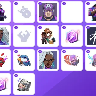 Marvel Rivals bundle — Captain America Costume, Captain America Emote +15 more (17 items)