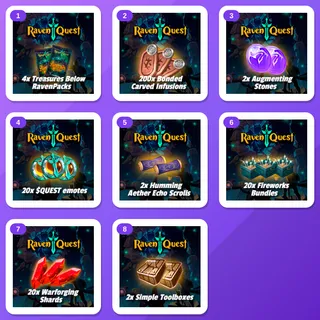 RavenQuest Twitch Drops (8 Items) — Ravenpacks + Bonded Carved Infusions +6 more