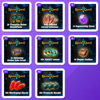 RavenQuest Twitch Drops (8 Items) — Ravenpacks + Bonded Carved Infusion +6 more