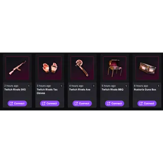 Rust Twitch Drops Bundle | Twitch Rivals Tac Gloves + Axe + BBQ + Rustoria Guns Box | SKS