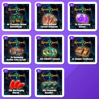 RavenQuest Twitch Drops (8 Items) — Ravenpacks + Bonded Carved Infusions +6 more