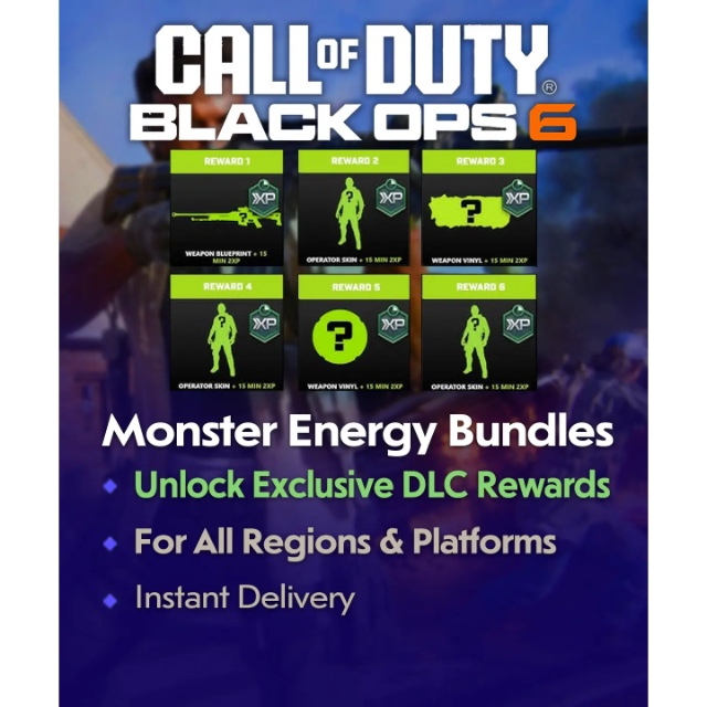 Call of Duty Black Ops 6 Monster Energy Rewards Full Set Operator Skins BO6 2XP XBox Series X