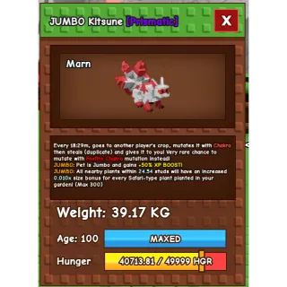 SEMI HUGE KITSUNE | 39 KG | AGE 100 | FAST DELIVERY 