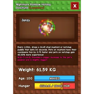 NM RBH Hotdog Dashund 61.59kg