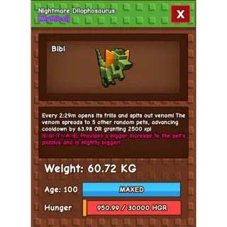 60.72kg Nightmare Dilophosaurus - GAG