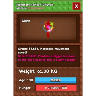 61.30kg Rainbow Unicycle Monkey - GAG