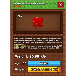 RBH Elephant - 26.9KG -5.25kg no toy