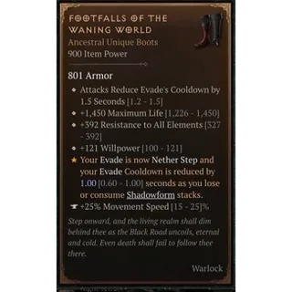 S13  4GA FOOTFALLS OF THE WANING WORLD special affix high roll aspect