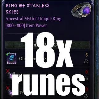 S14 Pick Any 18x Runes or Runes Combinations  (Ring of Starless Skies,Heir of Perdition,Tyrael's Might,The Grandfather runes