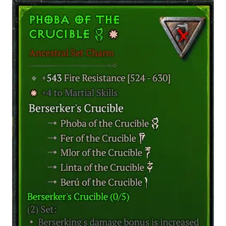 S13 5*+4 to Martial Skills+ ENDURANT FAITH Maximum Resource Berserker's Crucible Set FULL SET (5/5)+5 SLOT SEAL s