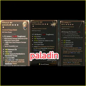 3x paladin end game gear