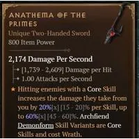  S13 SC  1GA  ANATHEMA OF THEPRIMIES Unique Two-Handed Sword   RANDOM
