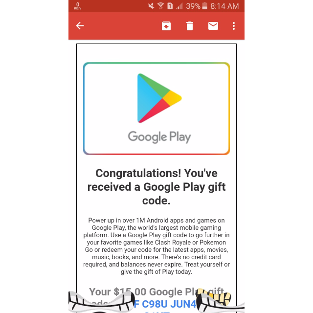 Google Play Congratulations eGift Card