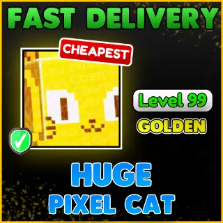 GOLDEN HUGE PIXEL CAT
