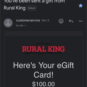 e-gift Card for (Rural King) $100 