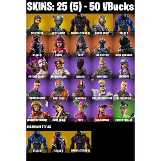 [PC/PSN/XBOX]– [25 Skins] 💎The Reaper 💎Elite Agent 💎Omega Stage 5 💎Rogue Agent 💎Psycho Bandit + ⚡Take The L + ⚡Orange Justice