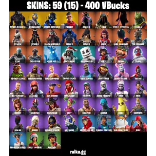 🎮 Fortnite Account — 59 Skins | Omega (Stage 5) + Rogue Agent | Candy Axe + Reaper | Orange Justice | 33 EX | FA ✅