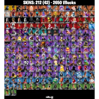 🎮 Fortnite Account — 212 Skins | 71 EX | 2650 VB | Huge Locker