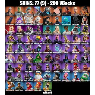 🎮 Fortnite Account — 77 Skins | Collector Kado Thorne, Harbinger Omegarok  | 17 EX | 200 VB | FA ✅