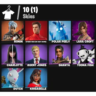 [10 Skins] | [PC/PSN/XBOX] | Spider-Man (No Way Home) 💎 Lara Croft 💎 Polar Peely 💎 Ronin 💎 Neo's Bullet Time | FA ✅