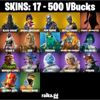 Fortnite Account — 17 Skins | Black Knight + Sparkle Specialist | Floss | MAKO | 27 EX