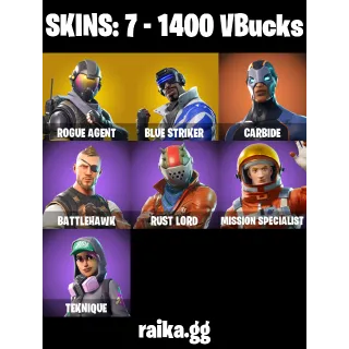 [PC/PSN/XBOX] — 7 Skins | Rogue Agent, Blue Striker,  Take The L | 16 EX | 1400 VB | FA