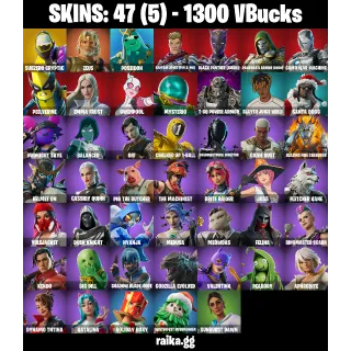 🎮 Fortnite Account — 47 Skins | Zeus + Poseidon | Subzero Cryptic | Boogie Down | 1300 VB | 13 EX