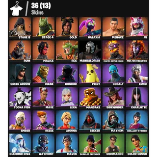 🔥 Fortnite Account – 36 Skins | Merry Mint Axe | Leviathan Axe | Galaxia | 28 EX