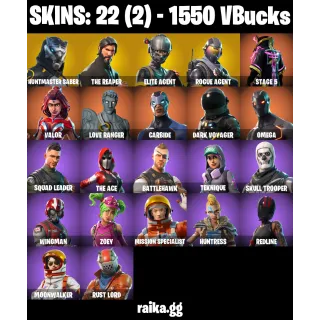 🎮 Fortnite Account — 22 Skins | The Reaper + Elite Agent | Rogue Agent | Huntmaster Saber | Take The L | 1550 VB | 26 EX | FA ✅