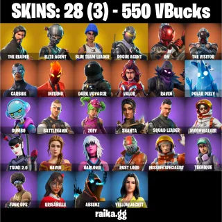 🎮 Fortnite Account — 28 Skins | The Reaper + Elite Agent | Blue Team Leader | Take The L | 20 EX | Email Changeable ✅ 