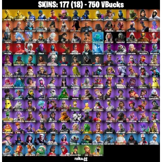 🎮 Fortnite Account — 177 Skins | Gold Midas, Gold Brutus | Blue Striker + Point Patroller | 104 EX | 750 VB | FA ✅