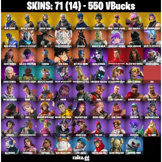 [PC/PSN/XBOX] — 71 Skins | OG STW | Blue Squire, Royale Knight, Galaxy Grappler, Son Goku | Take The L | 69 EX | FA