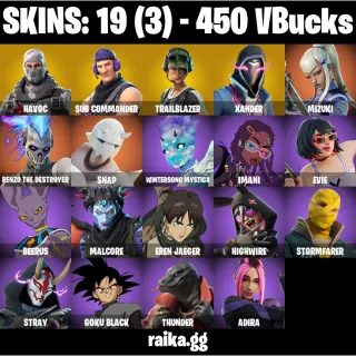 Fortnite Account — 19 Skins | Havoc + Sub Commander + Trailblazer | Xander | Beerus | Boogie Down + Orange Justice